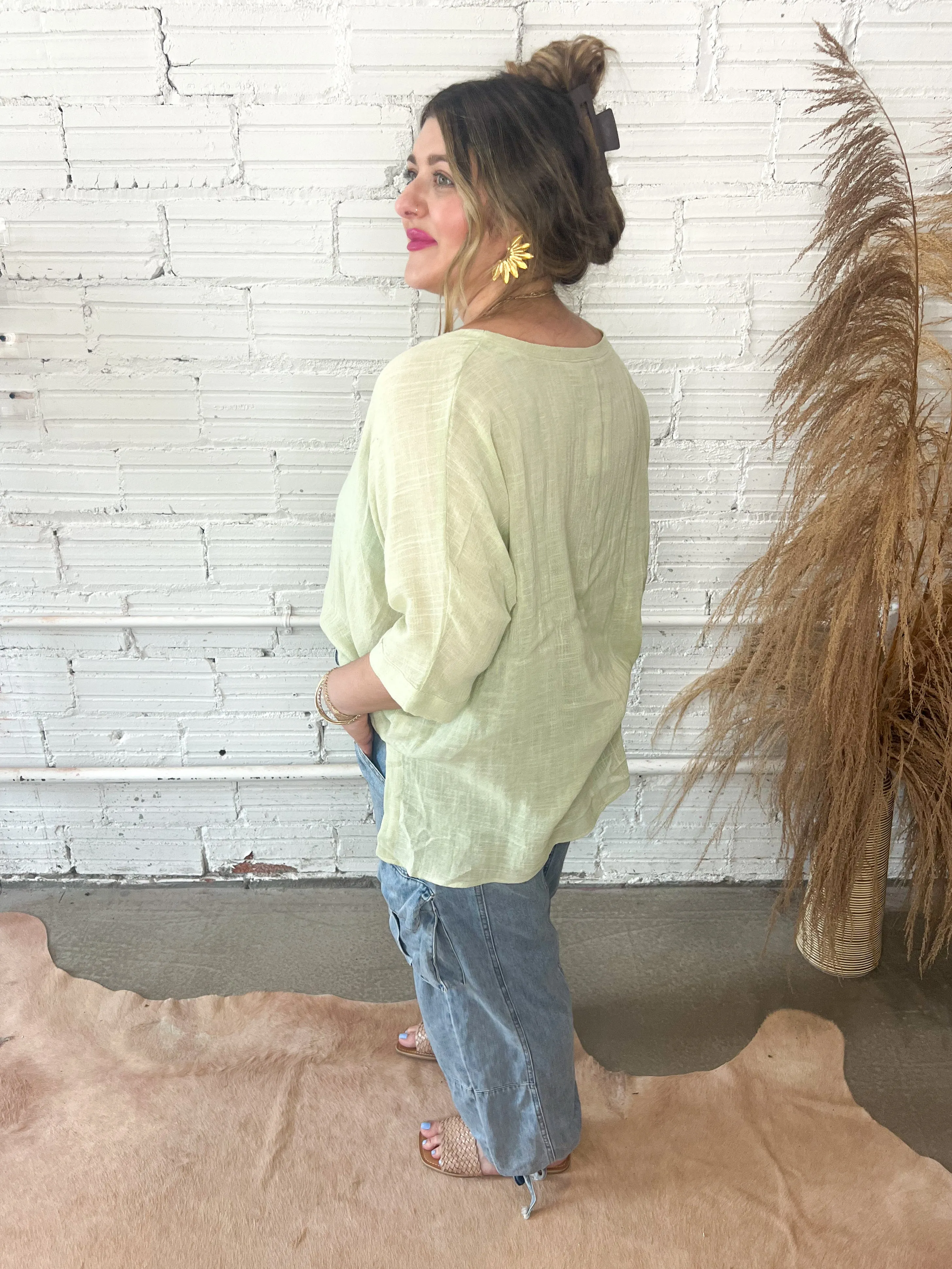 Sandy Beaches Airy Top - Sage