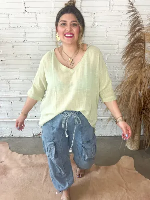 Sandy Beaches Airy Top - Sage