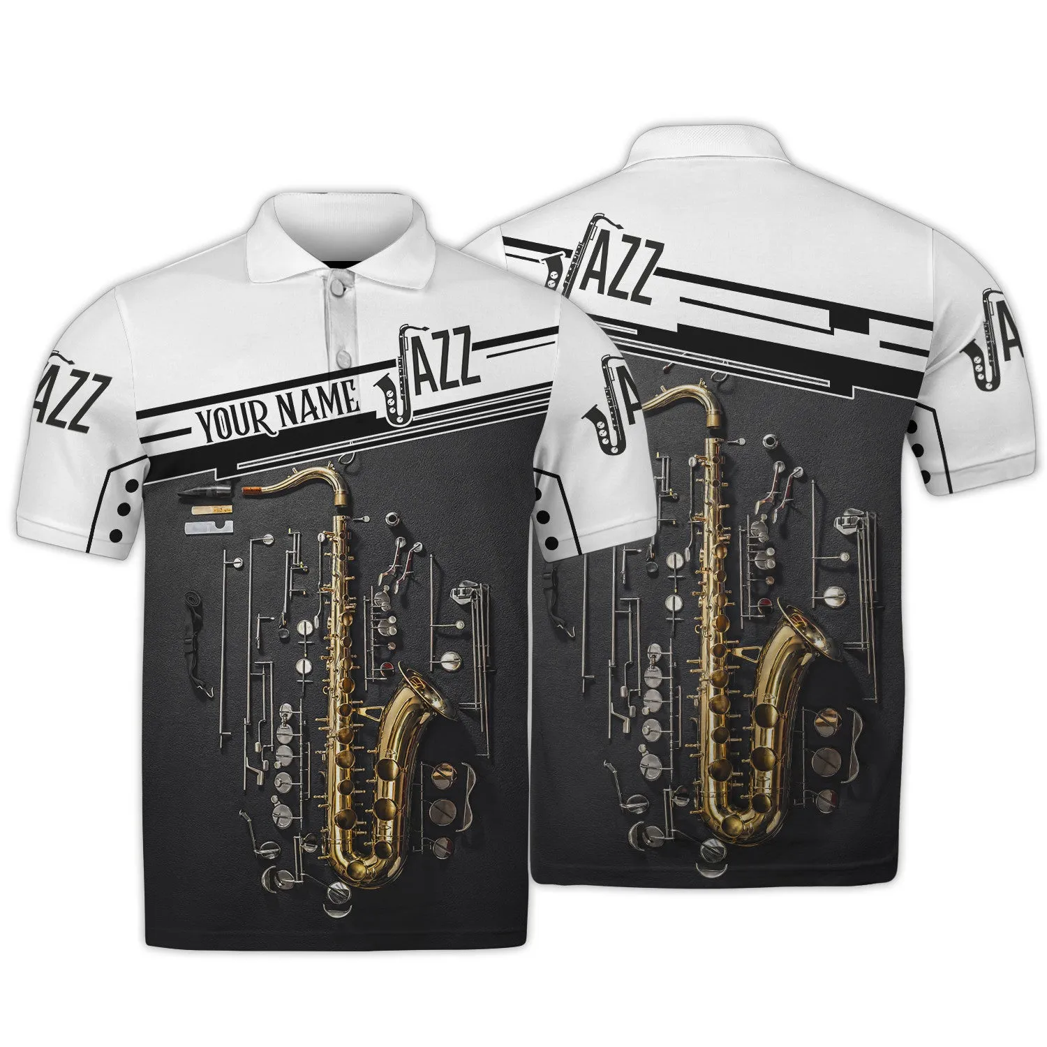 Saxophone Musical Personalized Name 3D Zipper Hoodie, Saxophone 3D Hoodie Tshirt