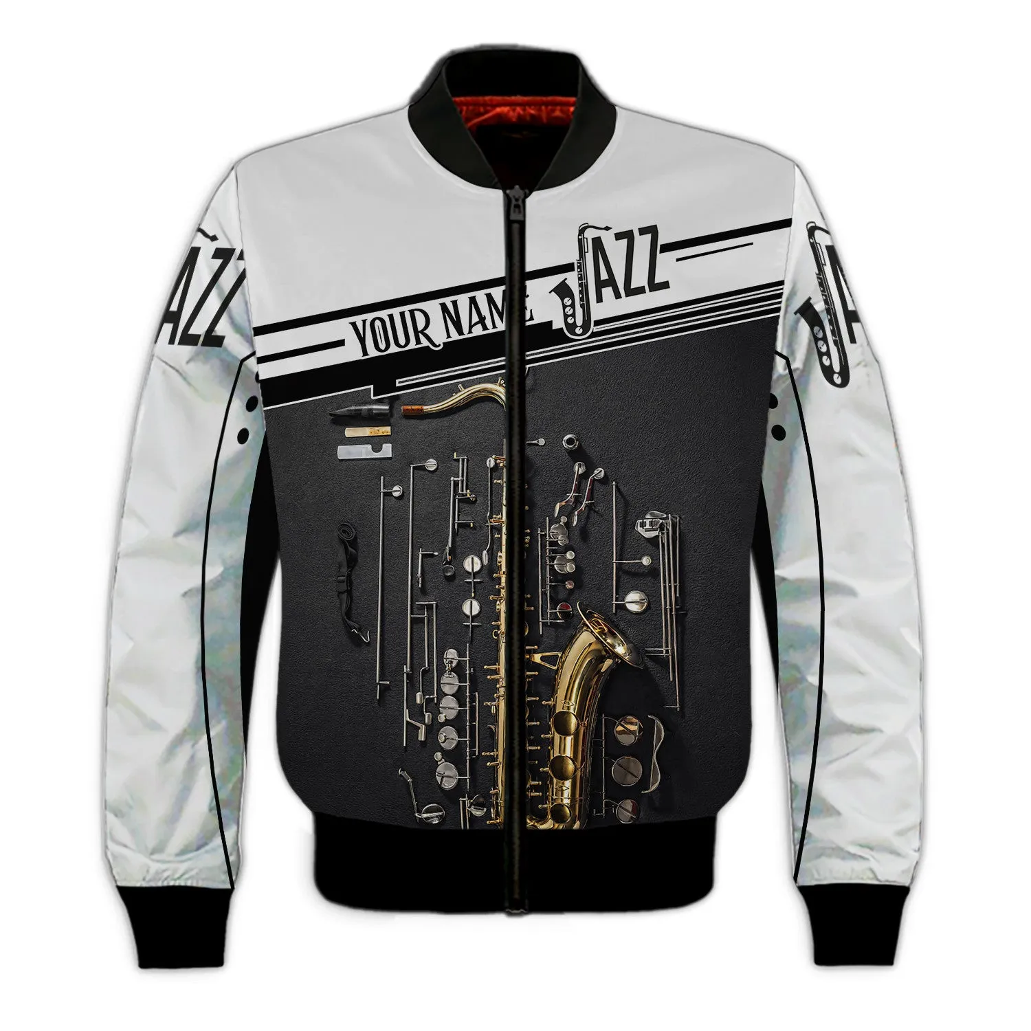 Saxophone Musical Personalized Name 3D Zipper Hoodie, Saxophone 3D Hoodie Tshirt