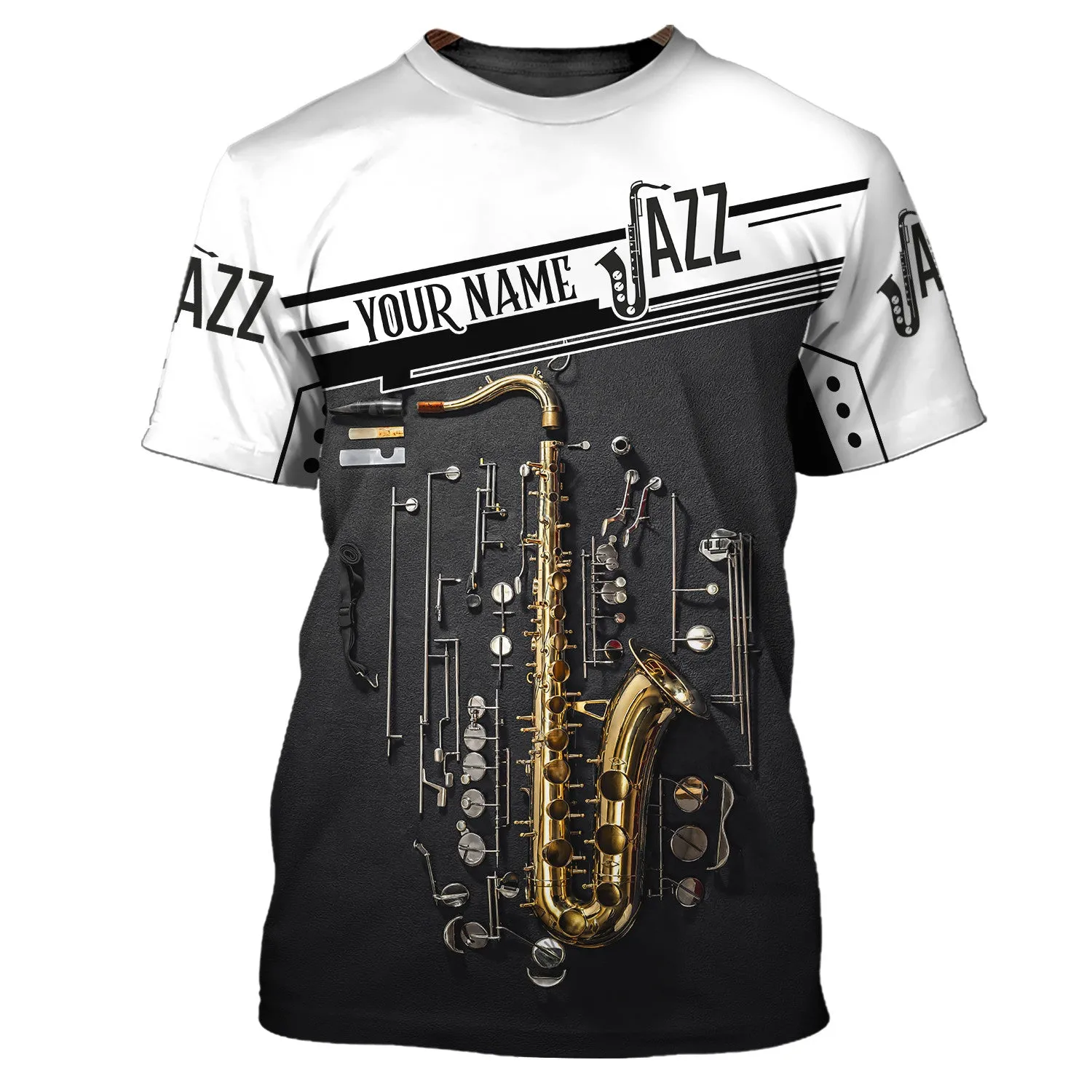 Saxophone Musical Personalized Name 3D Zipper Hoodie, Saxophone 3D Hoodie Tshirt