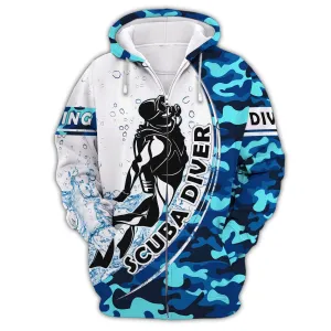 Scuba Diver, Scuba Diving 3D All Over Printed Tshirt Hoodie