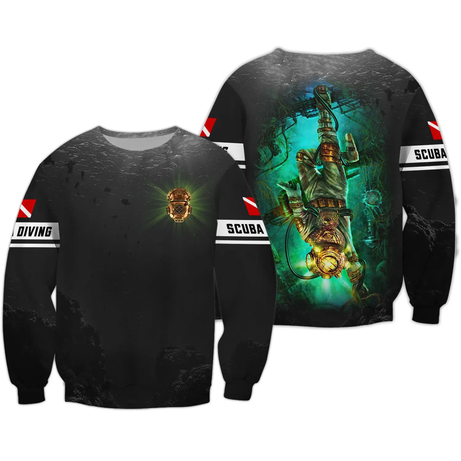 Scuba Diving 3D All Over Printed Tshirt Diver V2