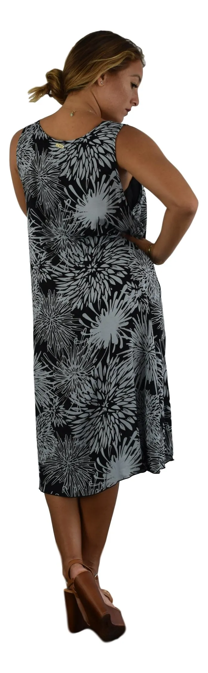 Secret Beach - Cabana Dress - Chrysanthemum - Black & Harbor Mist