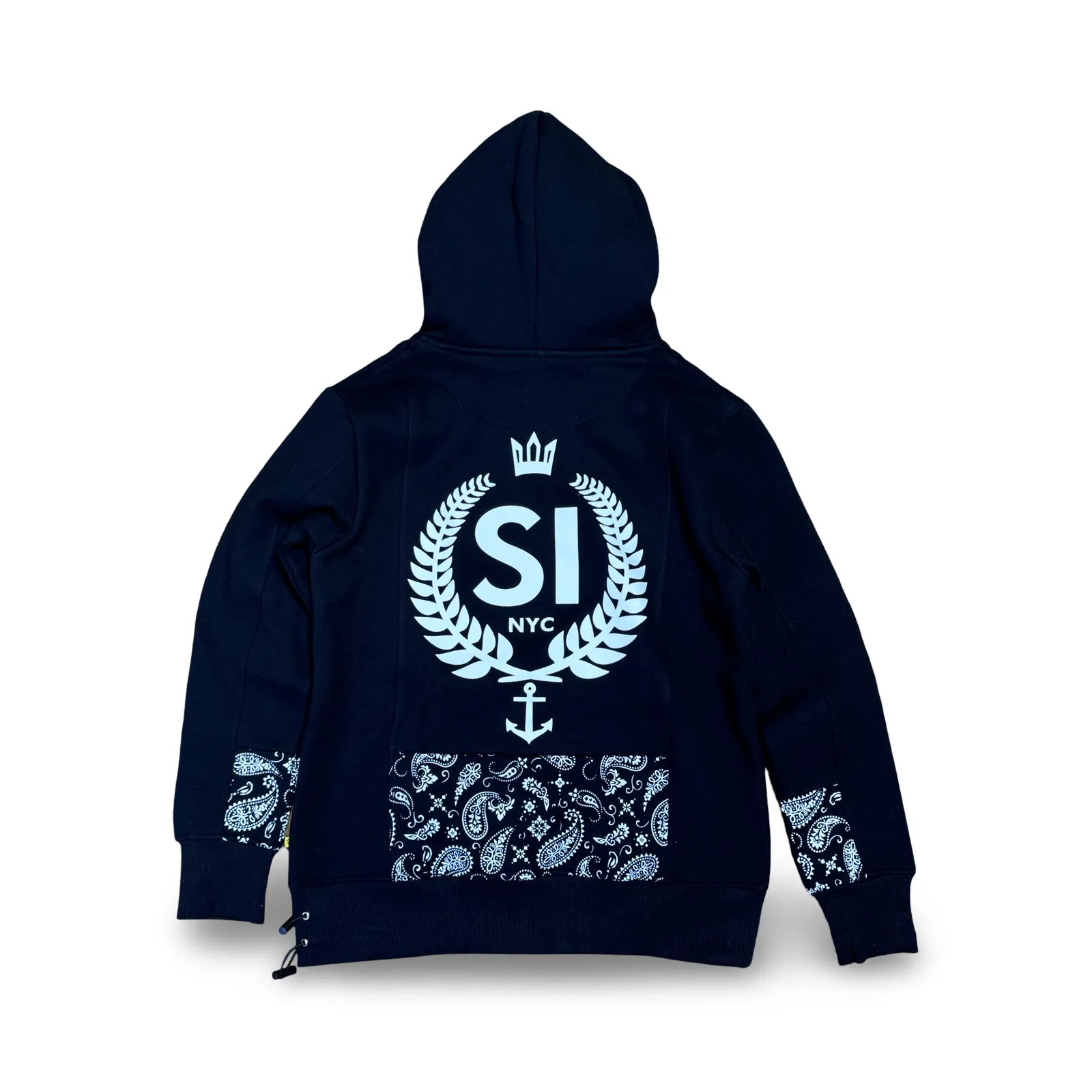 SI Crest Paneled Hoodie - Black Paisley