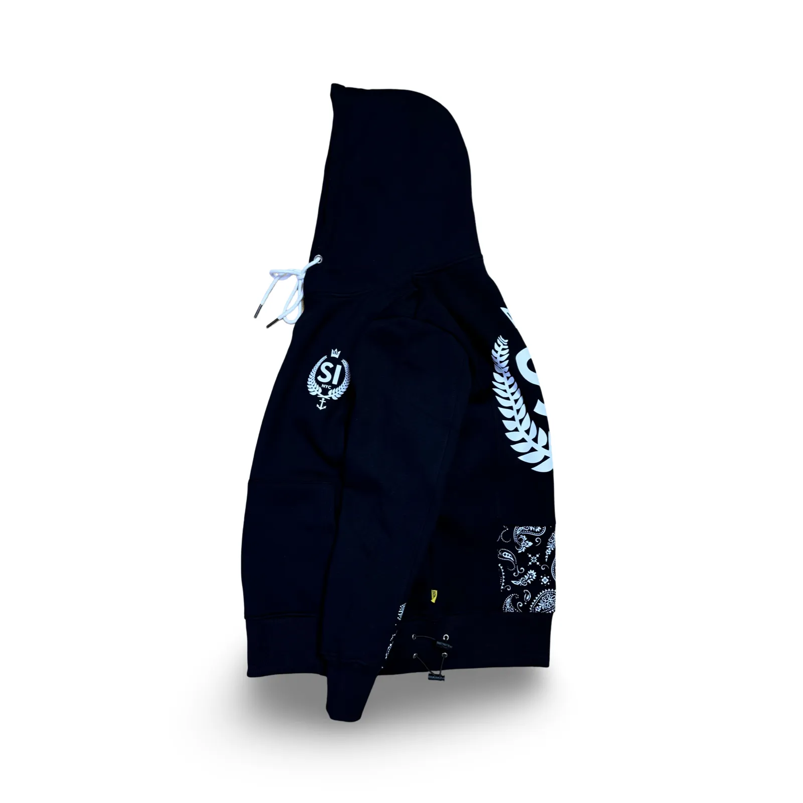 SI Crest Paneled Hoodie - Black Paisley