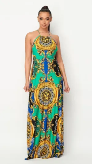 Silk Tropic Vacy Maxi Dress