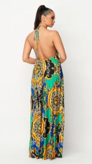 Silk Tropic Vacy Maxi Dress