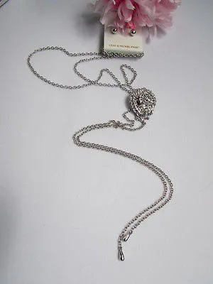 Silver Metal Long Chains Lion's Head Small Pendant Necklace