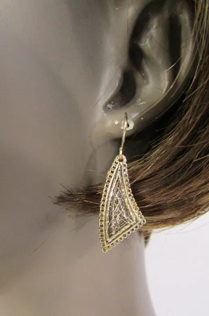 Silver Or Gold Stones Metal Plates Classic Necklace Earrings Set