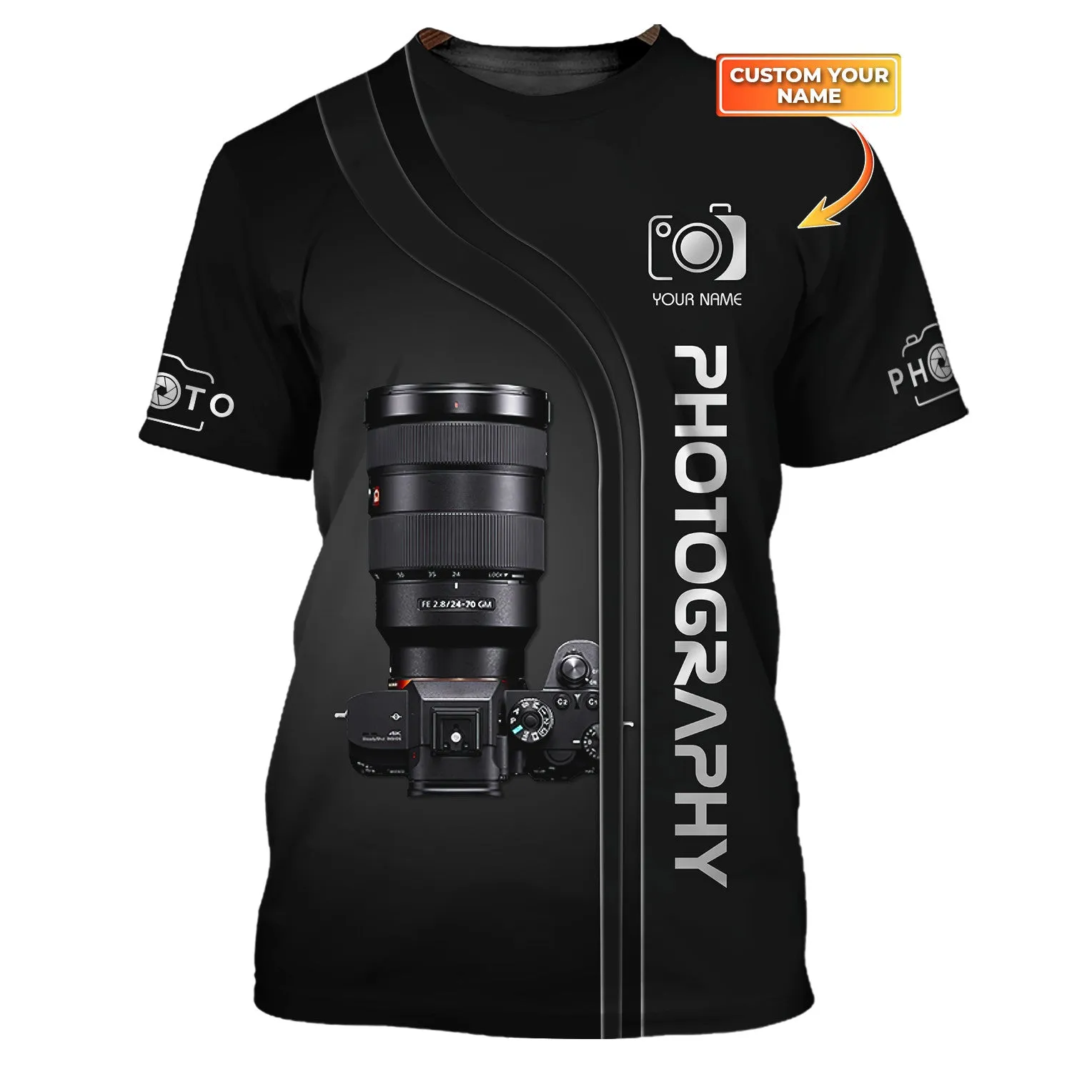 SN Camera 3D Shirts Photography Tshirt Custom Photographer Shirts