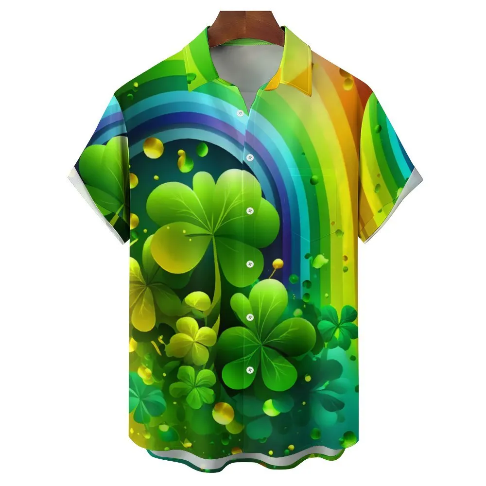 St. Patrick's Day Printed Men's Button-Pocket Shirt