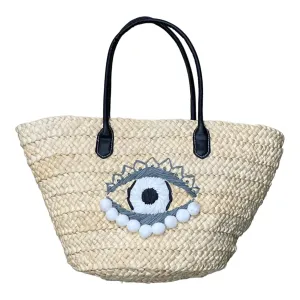 Straw Eye Design Beach Bag