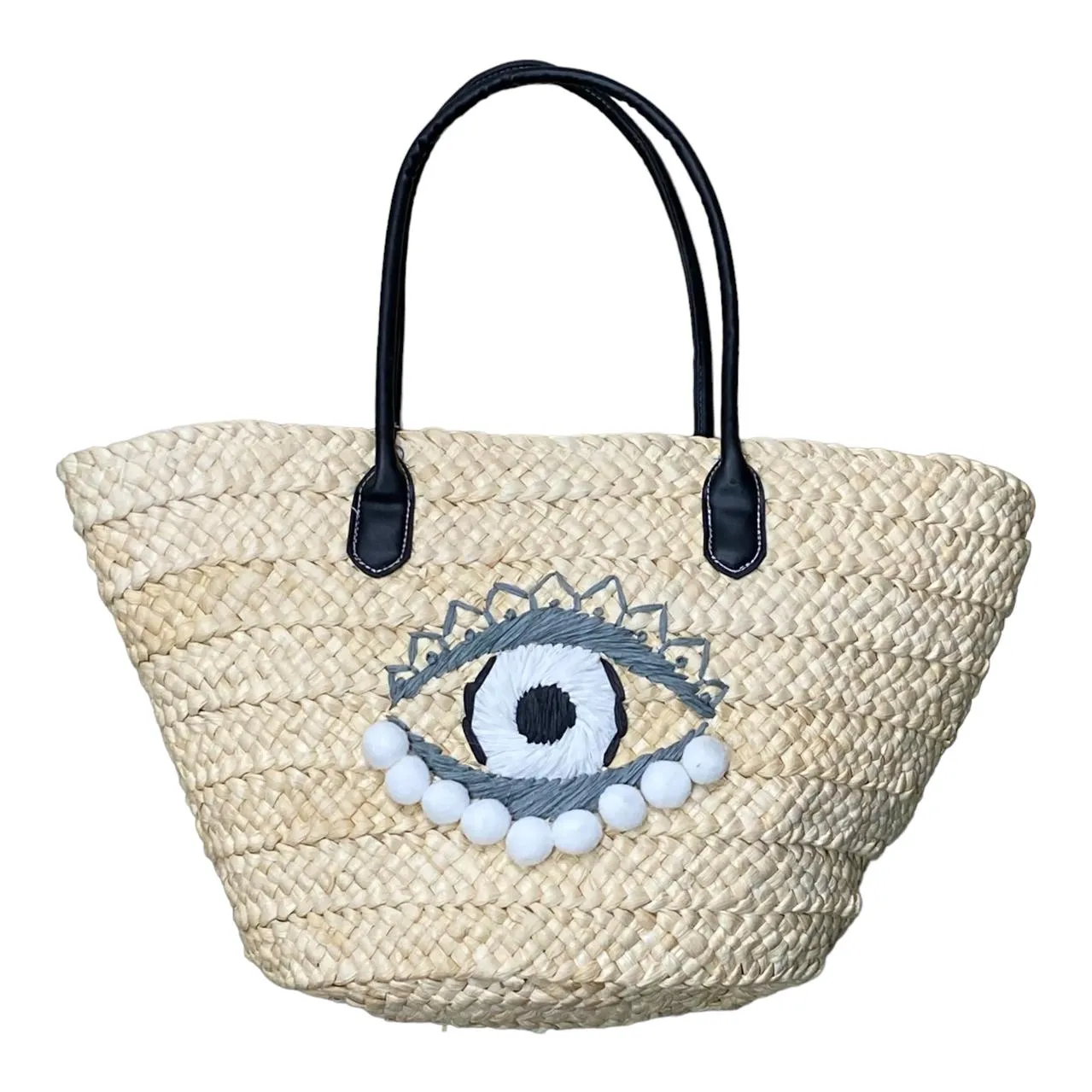 Straw Eye Design Beach Bag
