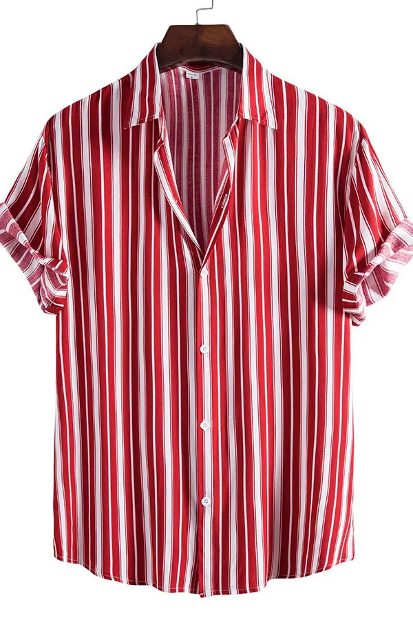 Stripes Short Sleeve Casual Shirts