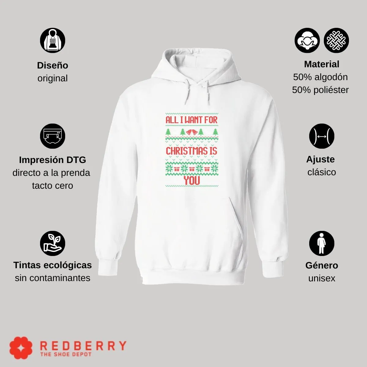 Sudadera Deportiva Hombre Navideña Hoodie 013