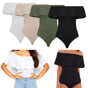Summer Off Shoulder Backless Rompers Sexy Ruffles Women Bodysuit Crop Tops Blusa Womens Jumpsuit Bodycon Shirts Overalls