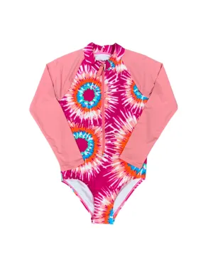 Sunburst Tie Dye L/S Rashguard Swimsuit