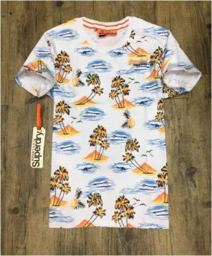 Super Dry Palm Beach Floral Print T-shirt White