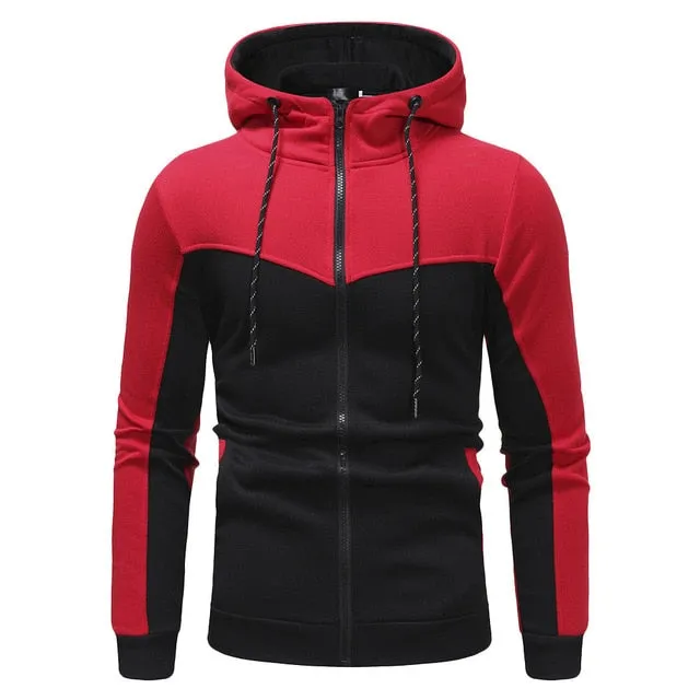 Sweatshirt Mens Autumn Winter Casual Packwork Slim Fit Sweatshirt Hoodies Top Men's zipper Warm Outdoor sport Top Coat