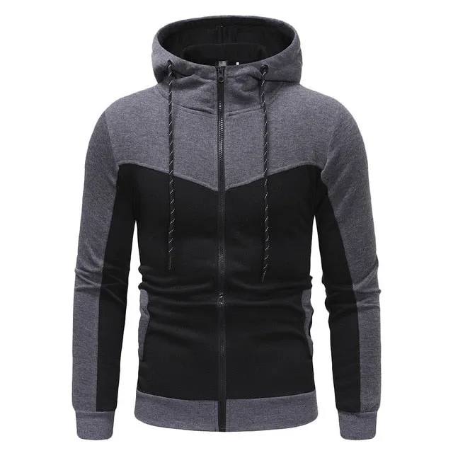 Sweatshirt Mens Autumn Winter Casual Packwork Slim Fit Sweatshirt Hoodies Top Men's zipper Warm Outdoor sport Top Coat