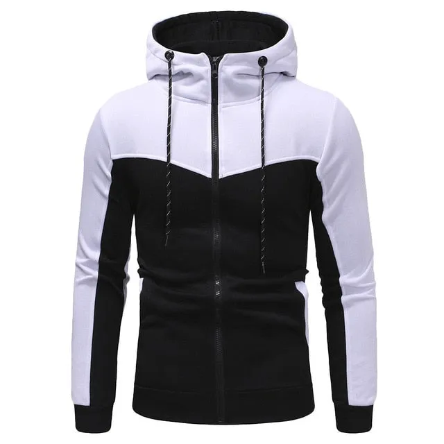 Sweatshirt Mens Autumn Winter Casual Packwork Slim Fit Sweatshirt Hoodies Top Men's zipper Warm Outdoor sport Top Coat