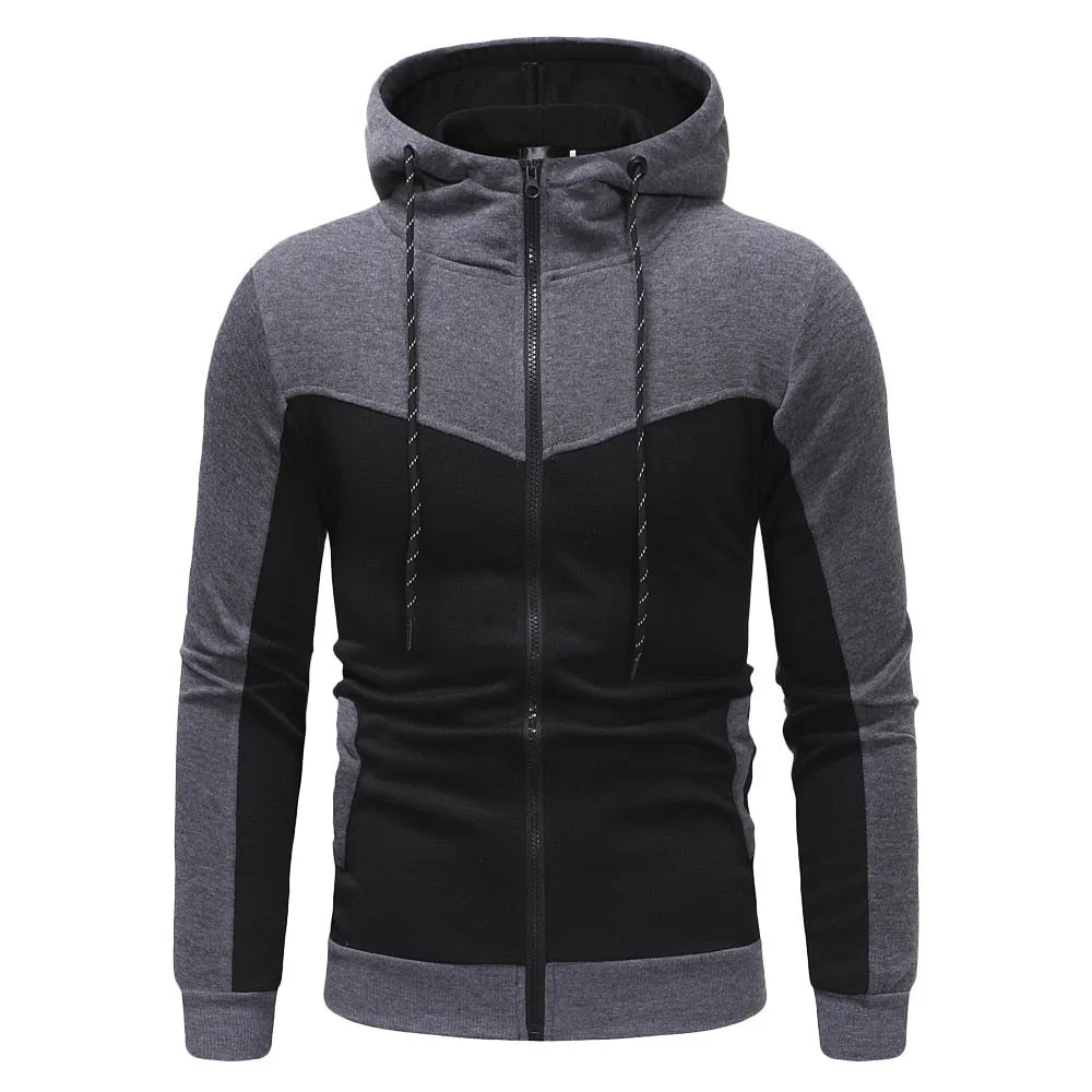 Sweatshirt Mens Autumn Winter Casual Packwork Slim Fit Sweatshirt Hoodies Top Men's zipper Warm Outdoor sport Top Coat