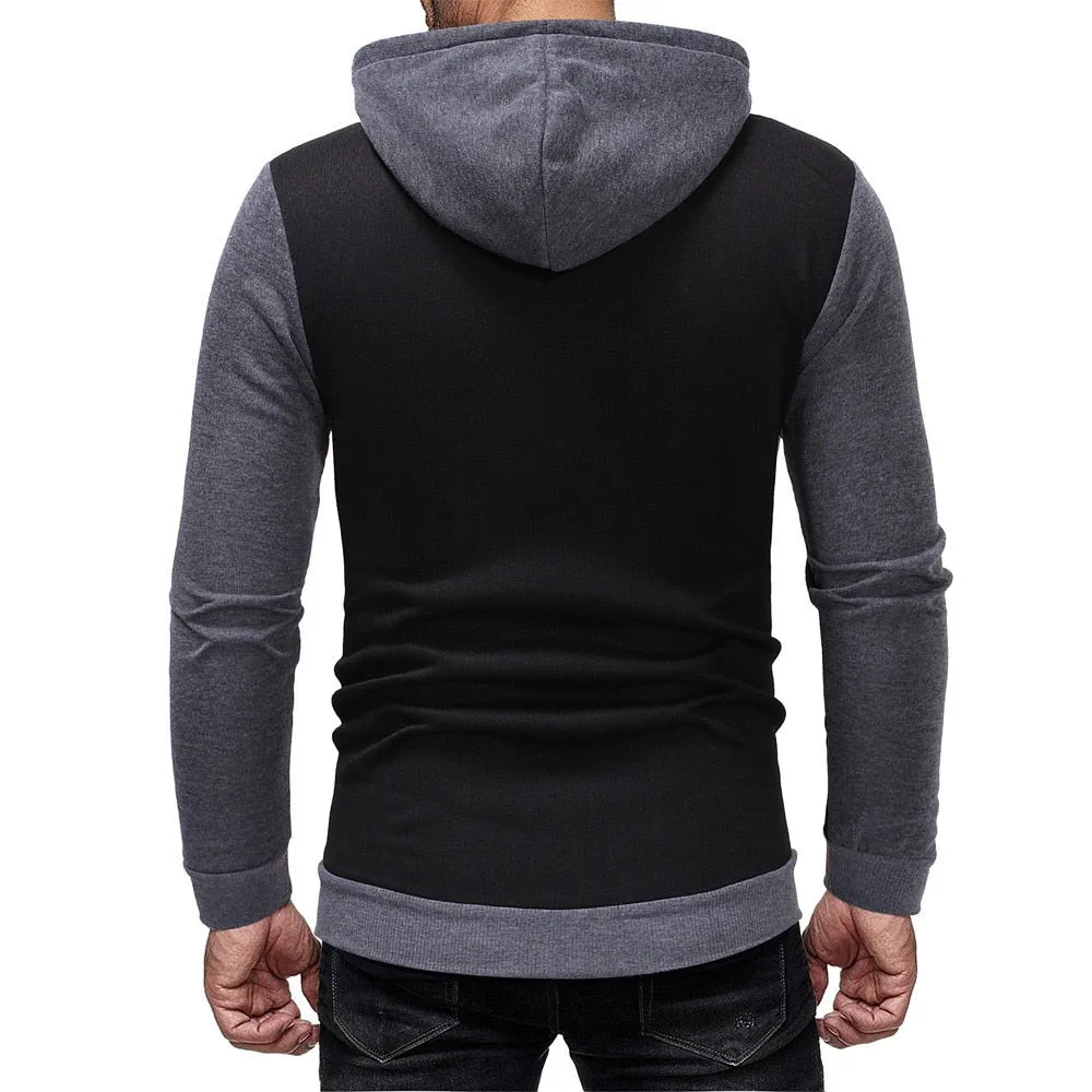 Sweatshirt Mens Autumn Winter Casual Packwork Slim Fit Sweatshirt Hoodies Top Men's zipper Warm Outdoor sport Top Coat