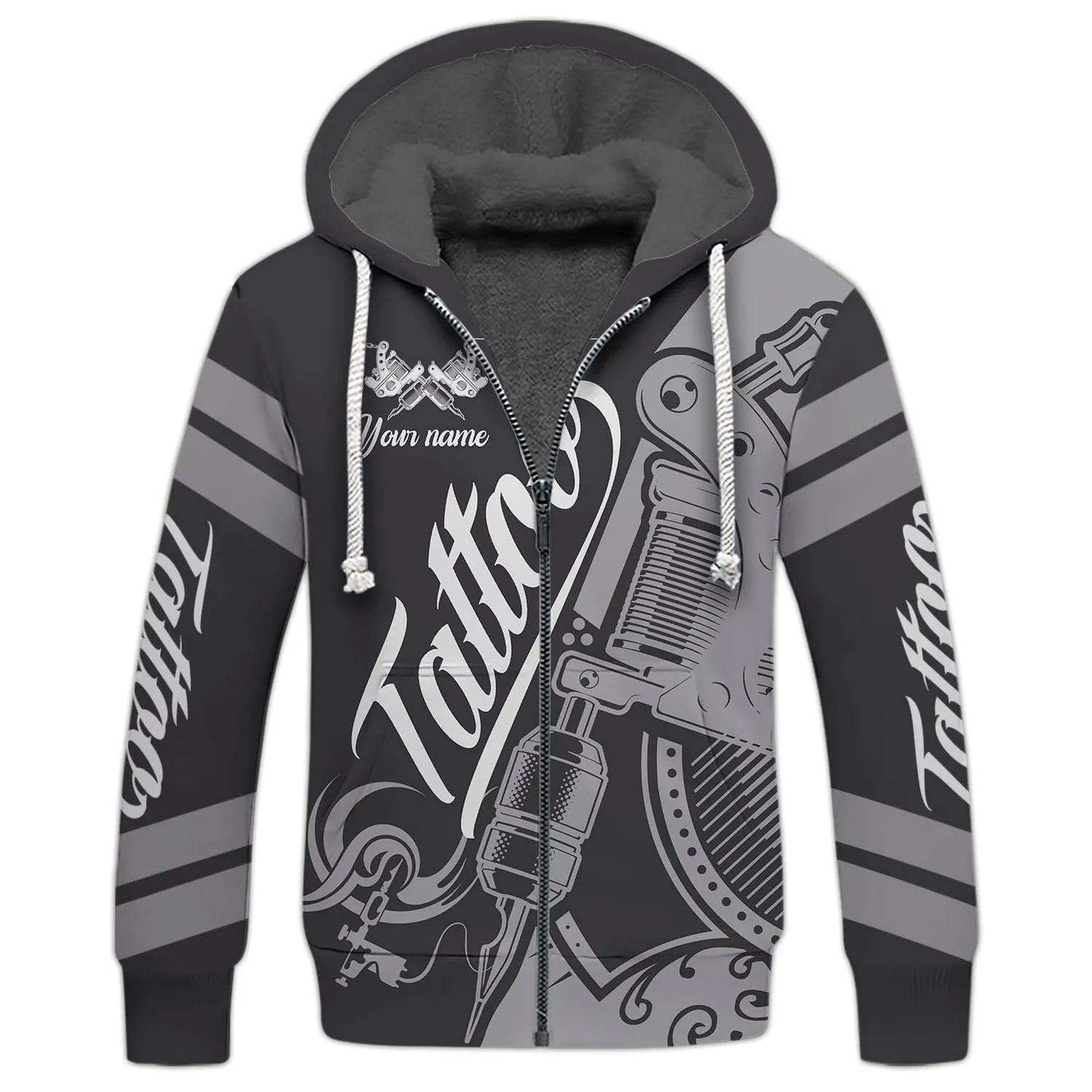 Tattoo Artist Shop Personalized Name Zipper Hoodie