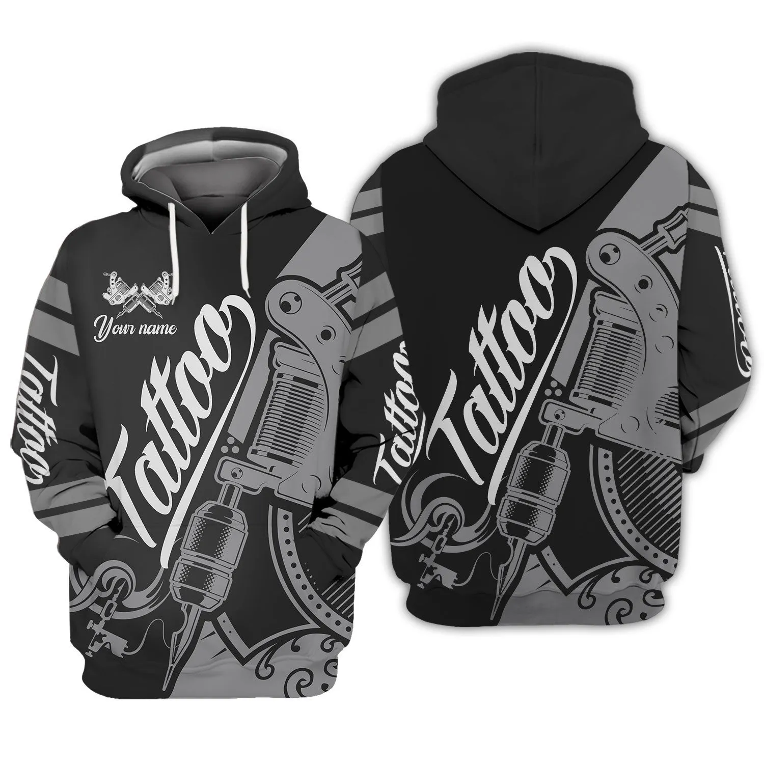 Tattoo Artist Shop Personalized Name Zipper Hoodie