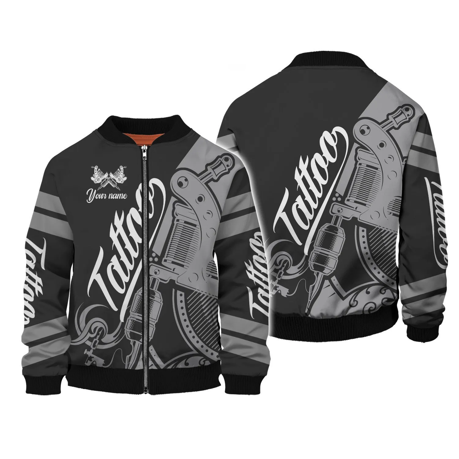 Tattoo Artist Shop Personalized Name Zipper Hoodie