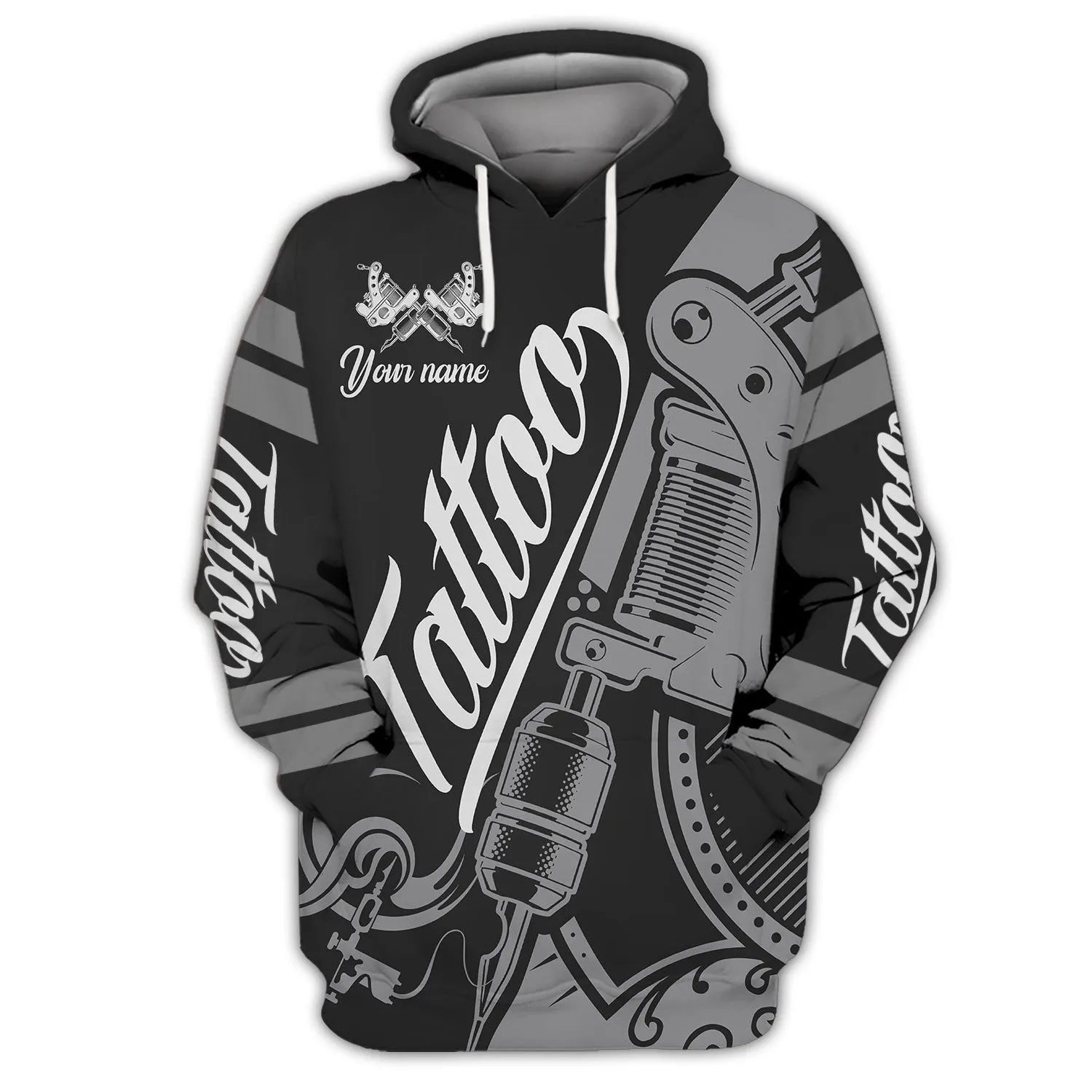 Tattoo Artist Shop Personalized Name Zipper Hoodie