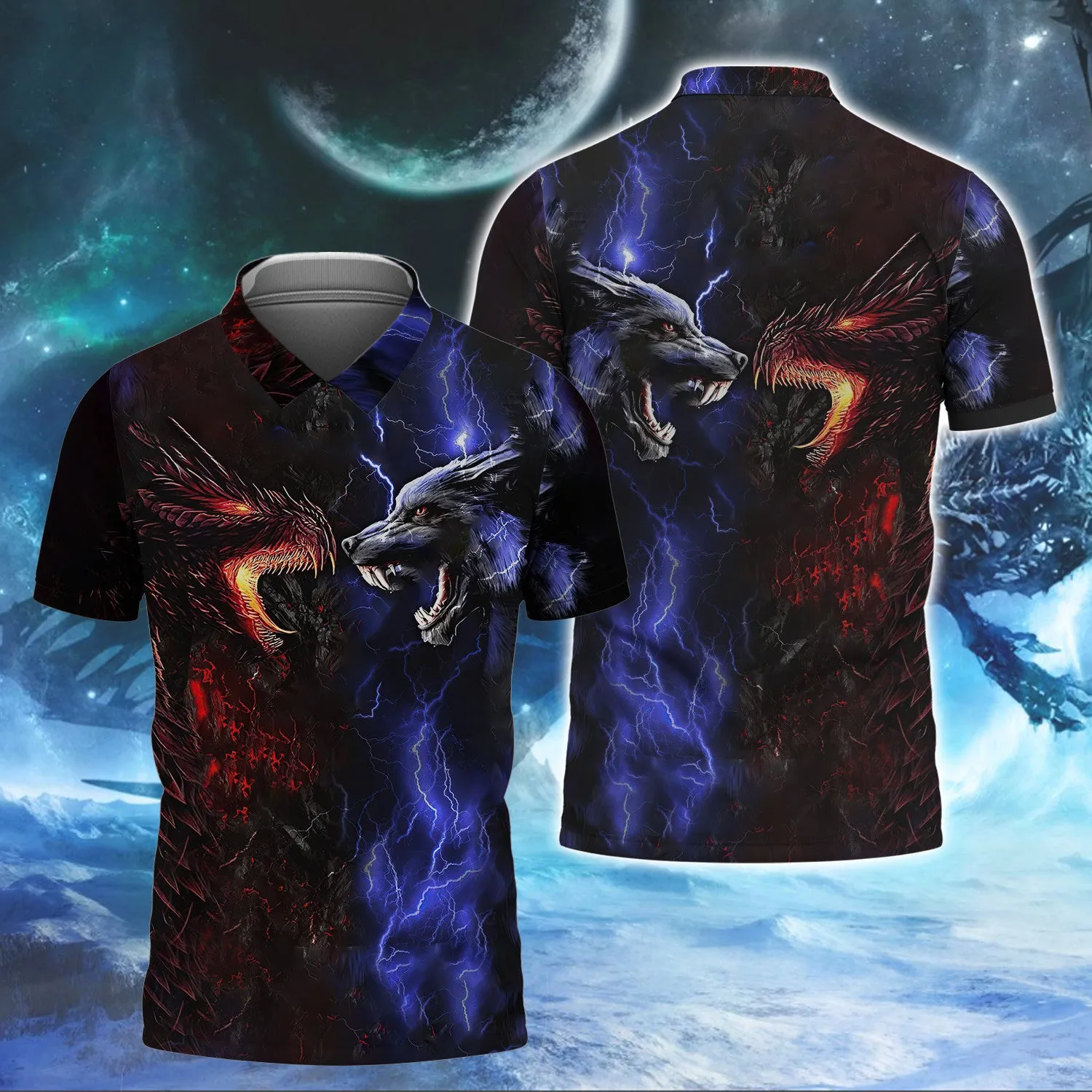 Tattoo Dungeon Wolf And Dragon 3D Full Print Shirts