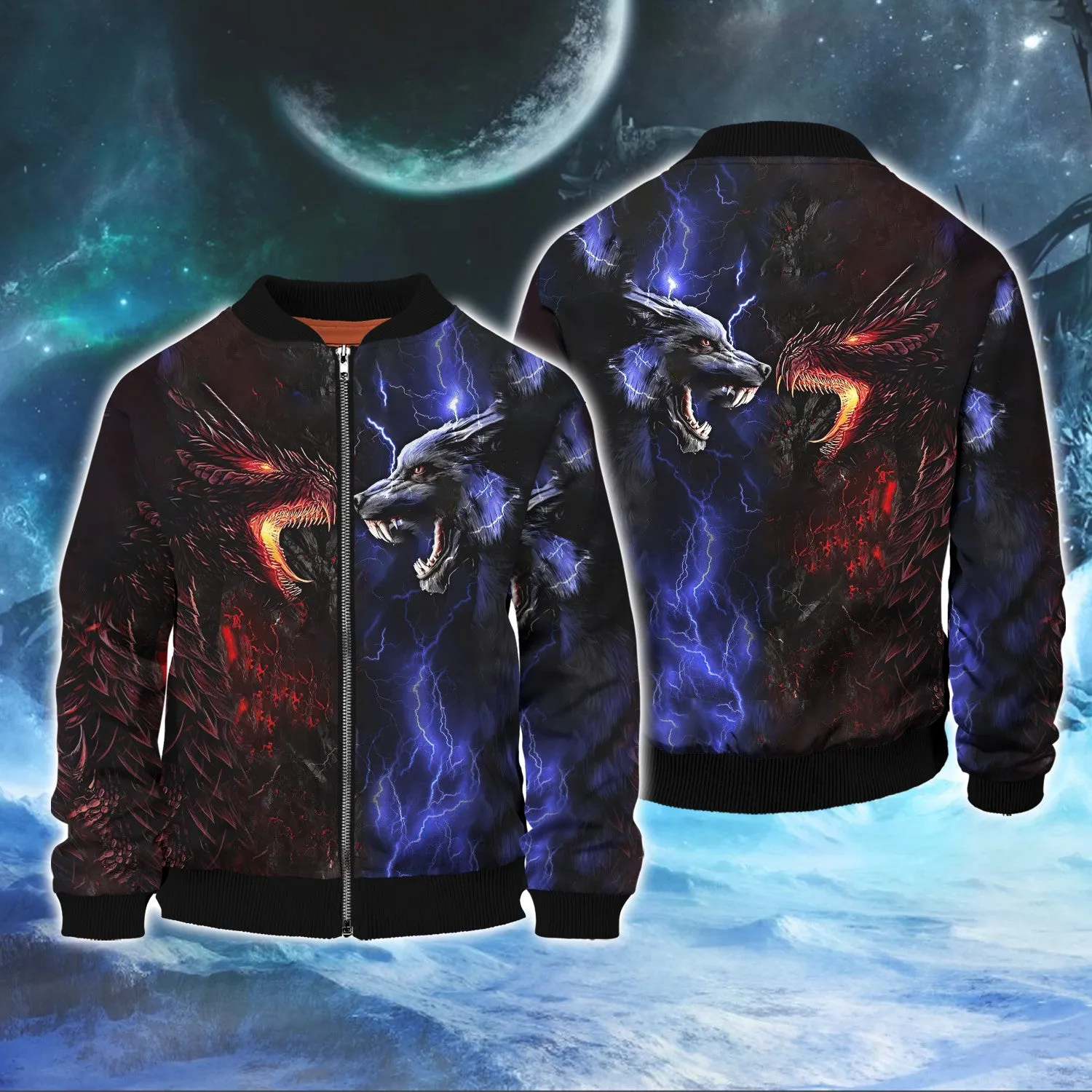 Tattoo Dungeon Wolf And Dragon 3D Full Print Shirts