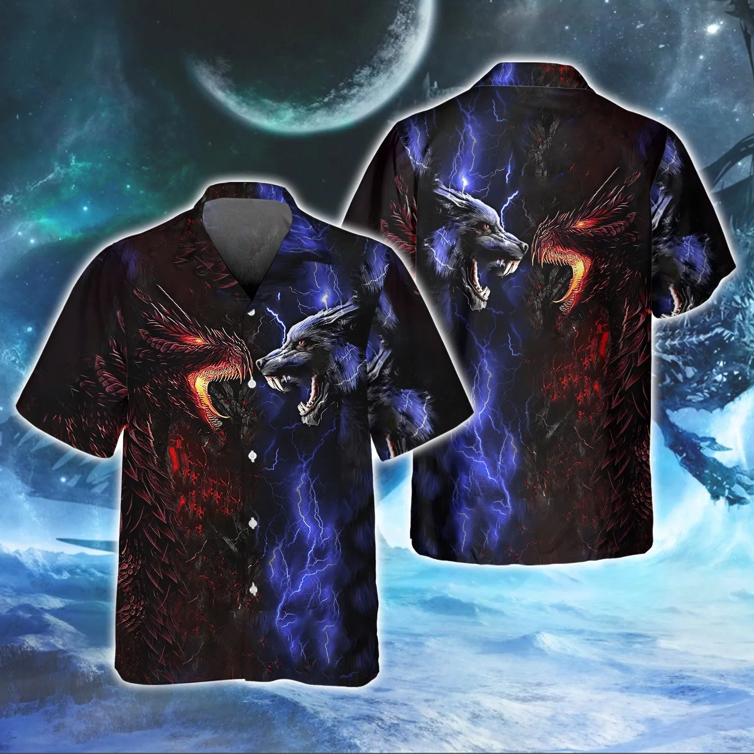 Tattoo Dungeon Wolf And Dragon 3D Full Print Shirts