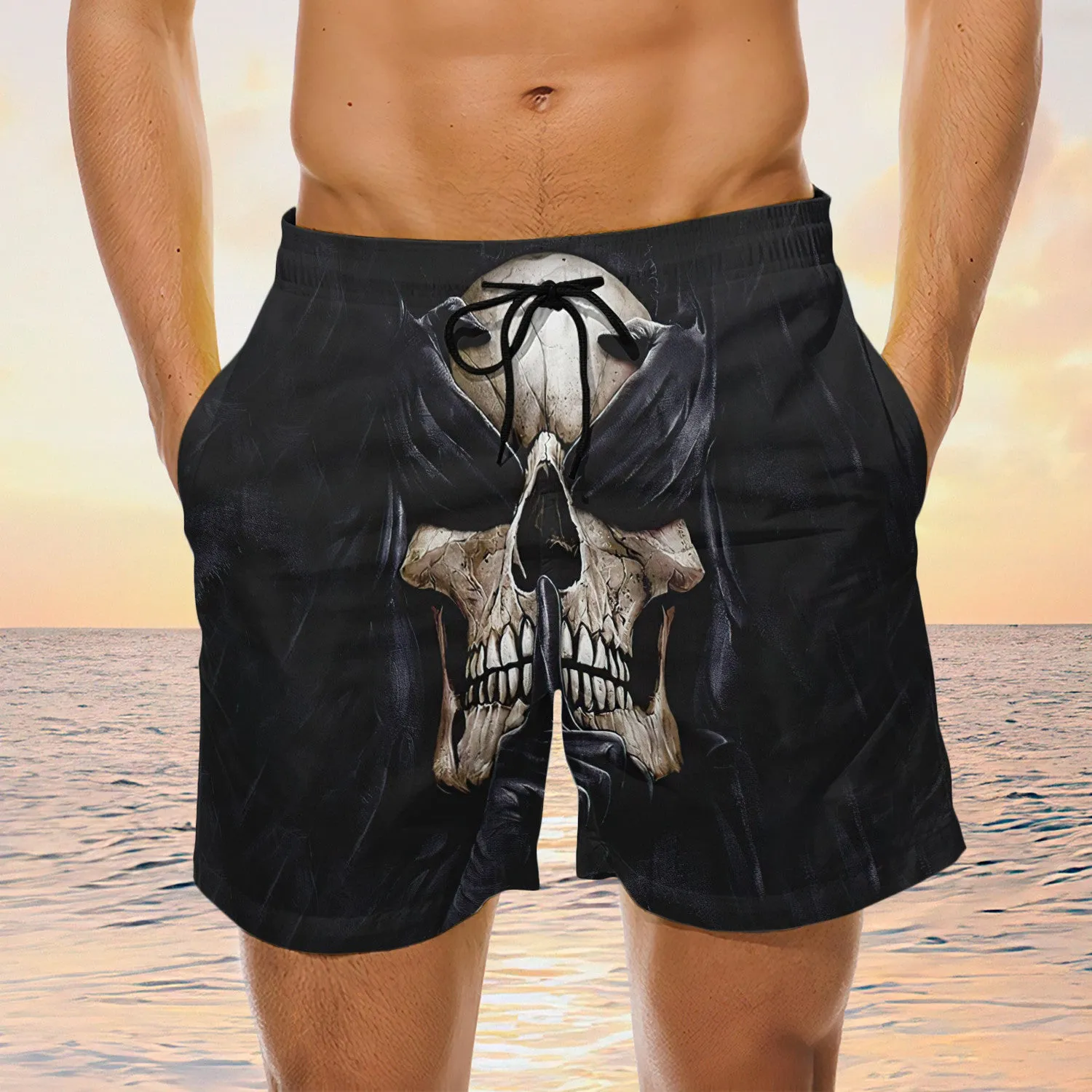 Tattoo Skull Art Mens Boardshorts, Skull Lover Men's Swim Trunks, Skull Lover Hawaiian Shorts for Men
