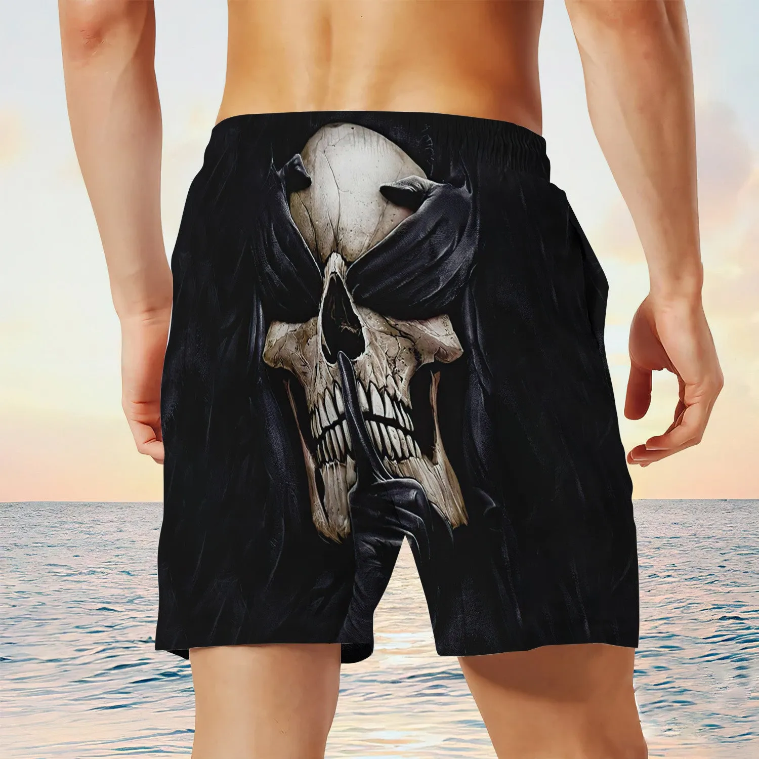 Tattoo Skull Art Mens Boardshorts, Skull Lover Men's Swim Trunks, Skull Lover Hawaiian Shorts for Men