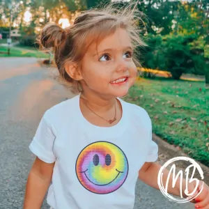 Tie Dye Smiley Ruffle Tee or Onesie | Toddler | Baby | Girl | Smiley Face |