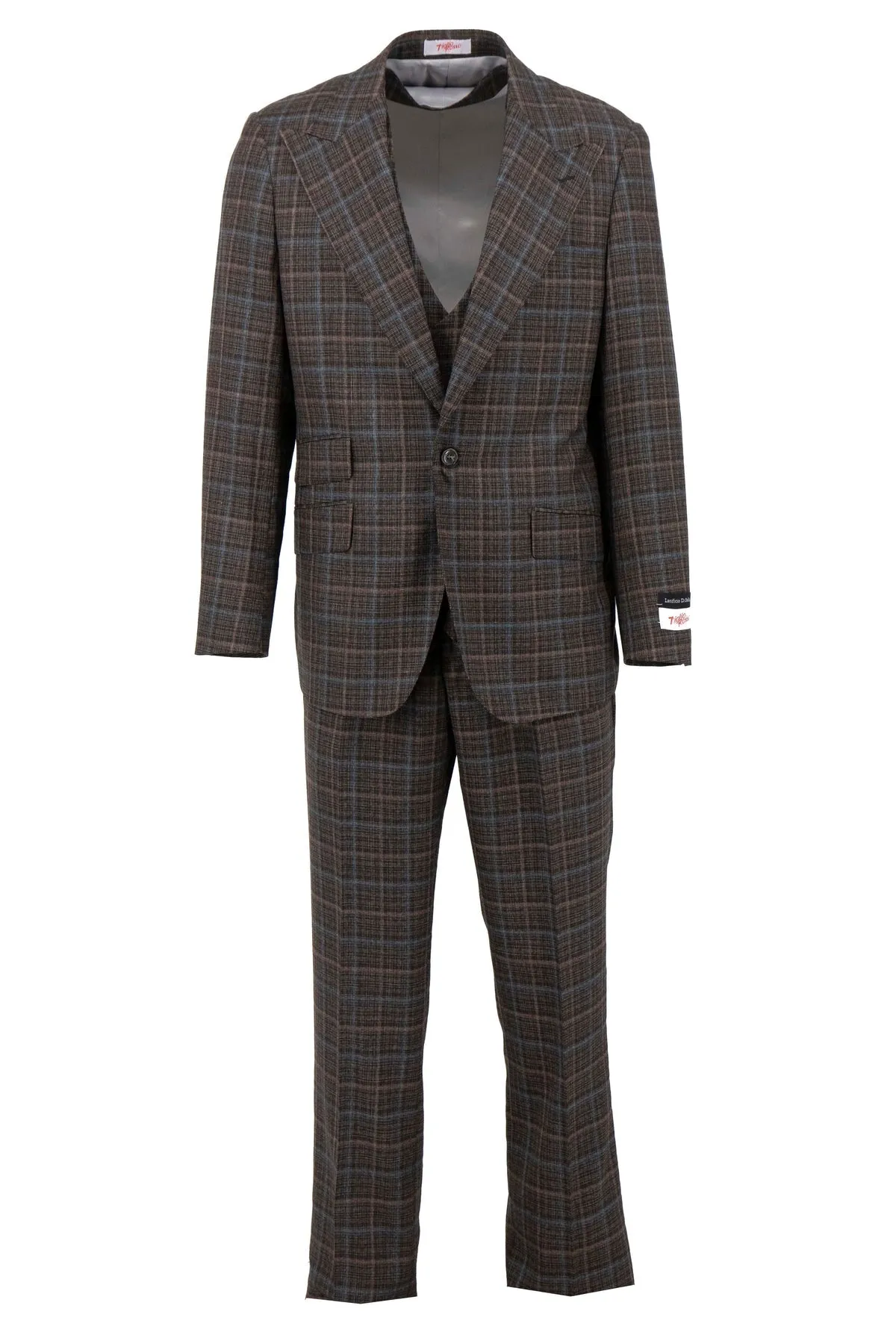 Tiglio Rosso Orvietto Brown Aqua Windowpane Semi Wide Leg TL7509