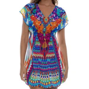 TRIBAL BEACH - Cap Sleeve Short Caftan