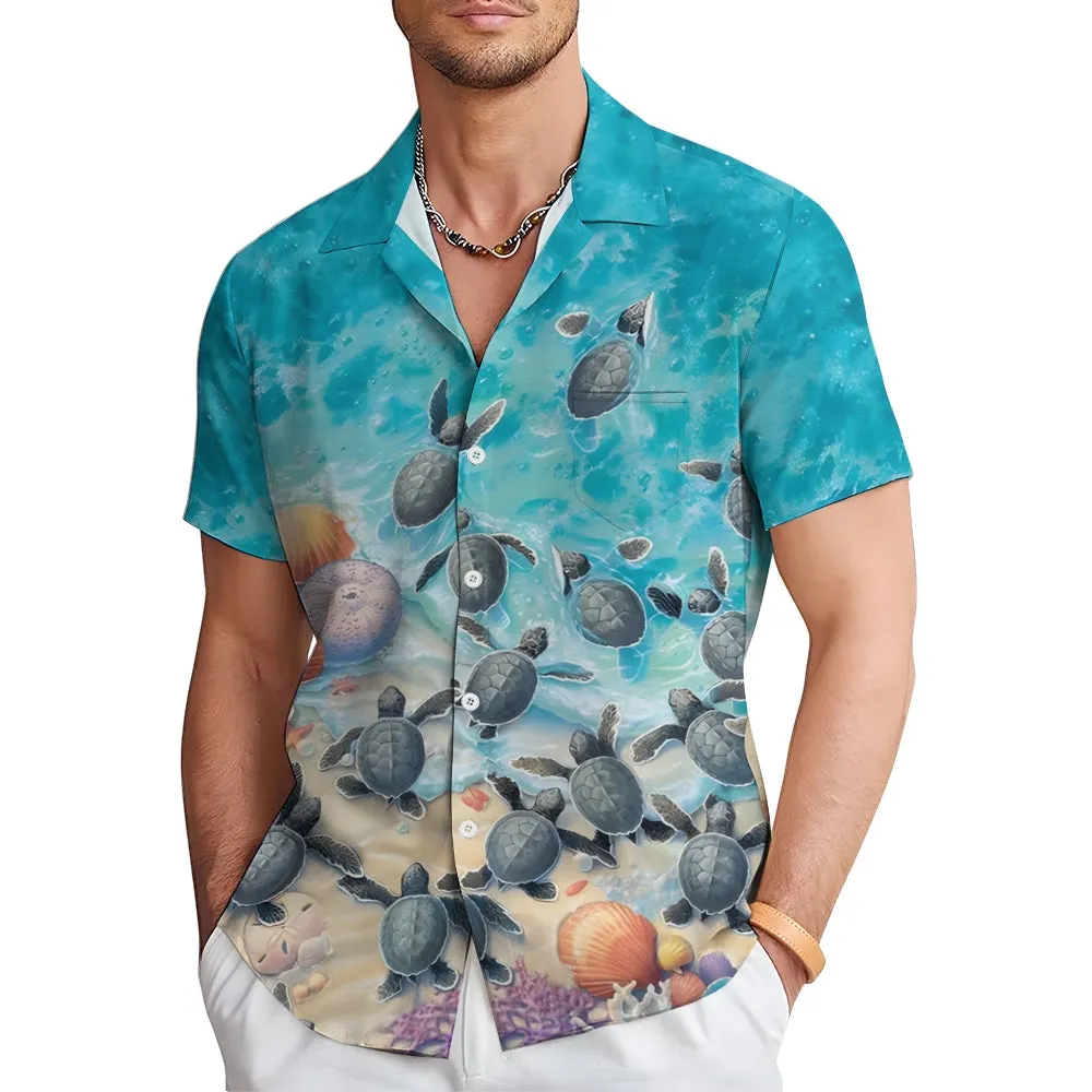 Turtles Return Art Print Casual Short Sleeve Shirt 2410001332