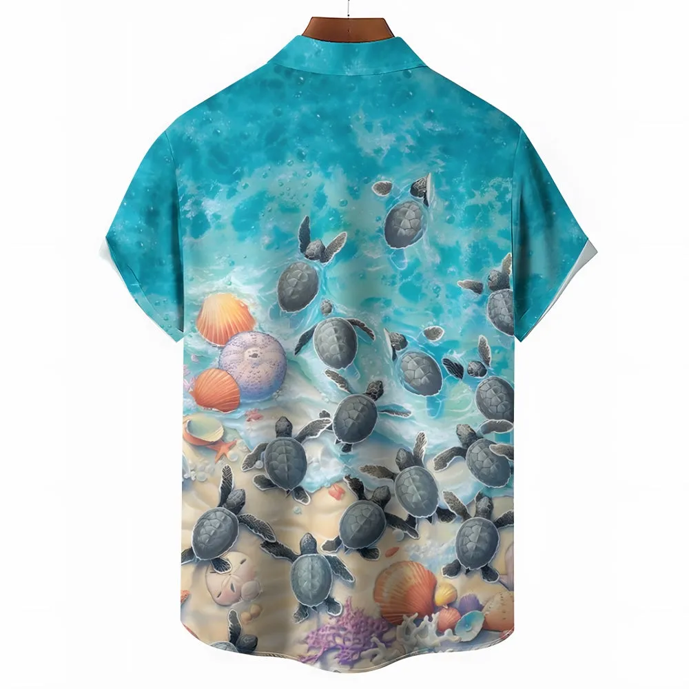 Turtles Return Art Print Casual Short Sleeve Shirt 2410001332