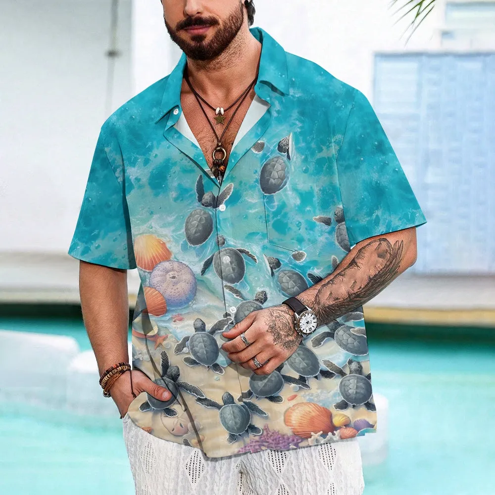Turtles Return Art Print Casual Short Sleeve Shirt 2410001332