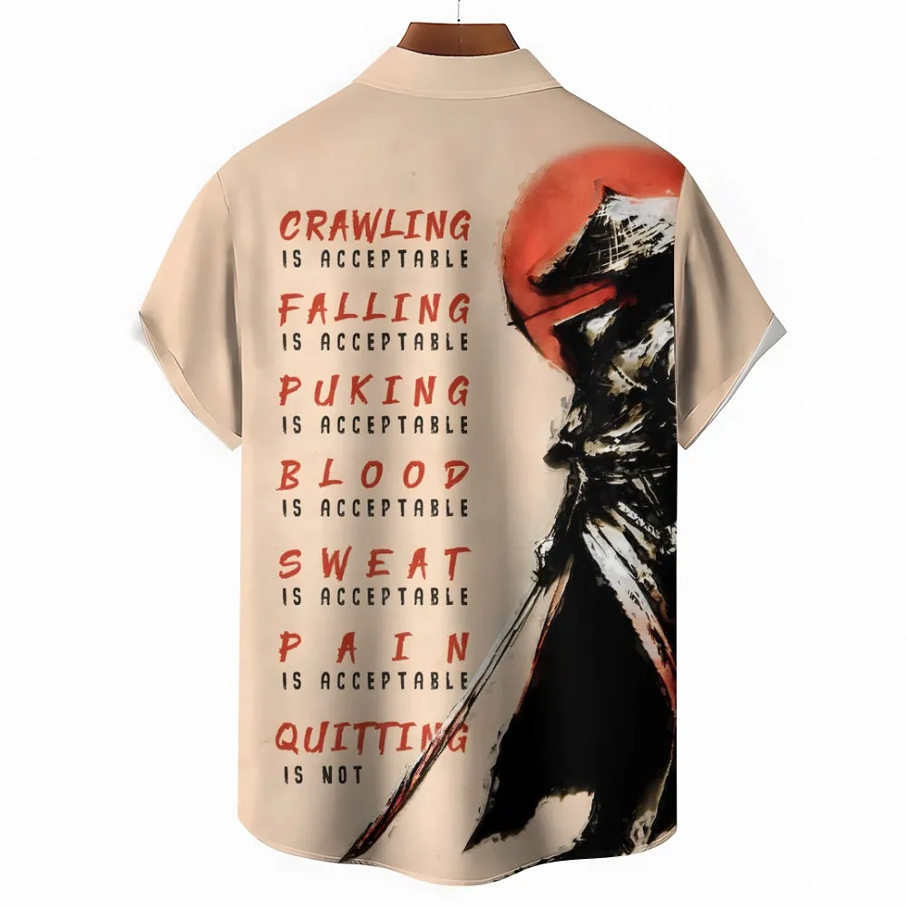 Warrior Spirit Casual Large Size Short Sleeve Shirt 2406003214