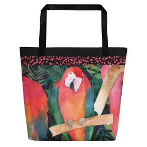 Watercolor parrots - Beach Bag