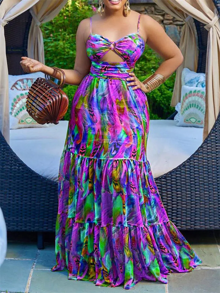 Women's Holiday Beach Wear Print Sleeveless Dress