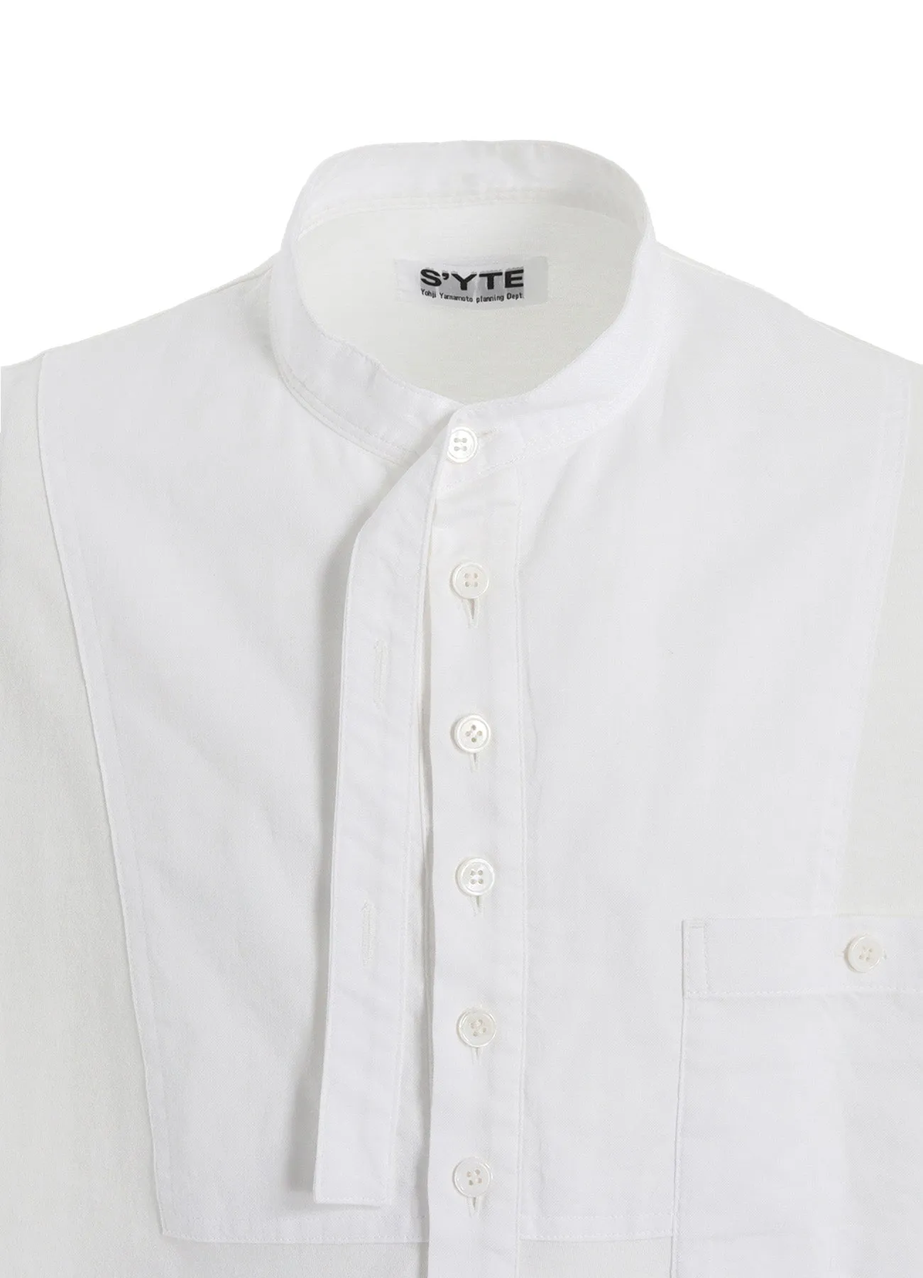 WOVEN AND JERSEY COMBINATIONS STAND COLLAR HENLEY NECK PULLOVER