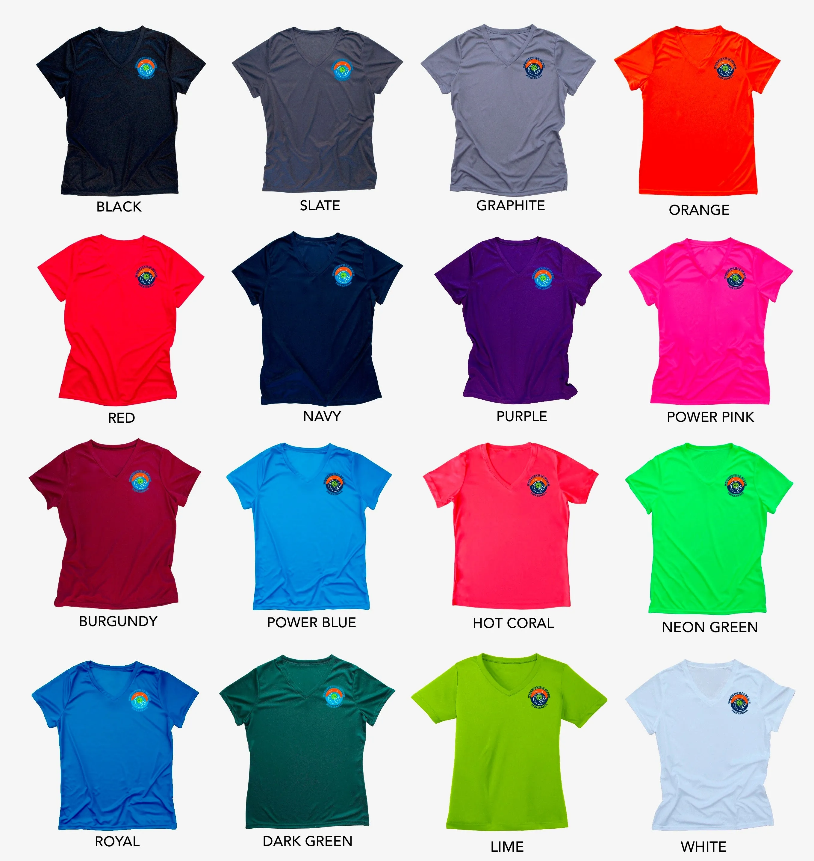 Wrightsville Beach Pickleball Ladies Performance T-Shirt-Front Chest Logo