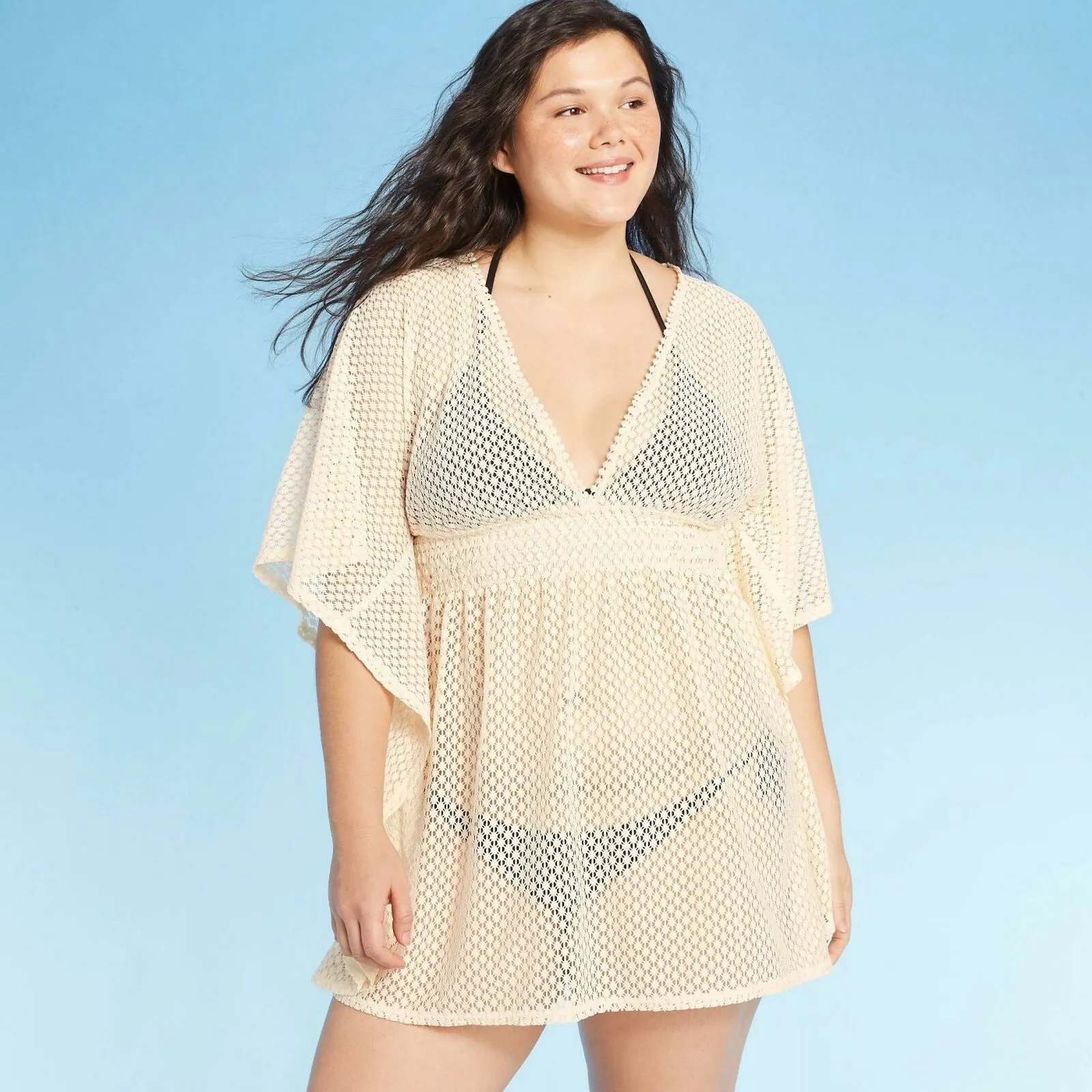 Xhilaration Women's Crochet Weave Cut Out Back Cover Up Dress